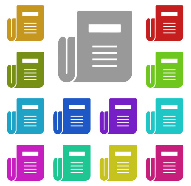 报纸，文字多色图标。简单的细线，轮廓向量的文本编辑器图标的用户界面和用户体验，网站或移动应用程序图片下载