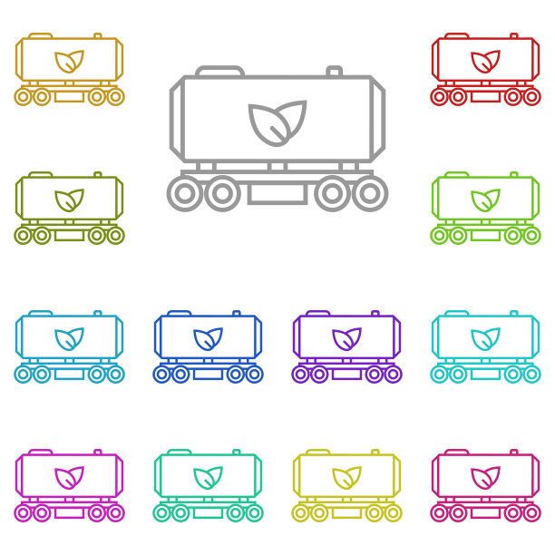 植物燃料列车多色图标。简单的细线，轮廓向量的可持续能源图标的用户界面和用户体验，网站或移动应用程序图片下载