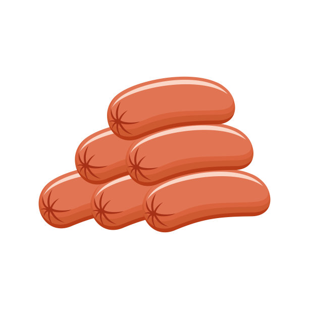 白色背景上的香肠。图片下载