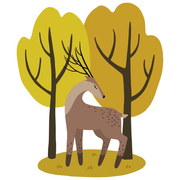 鹿和秋天的树。图片下载