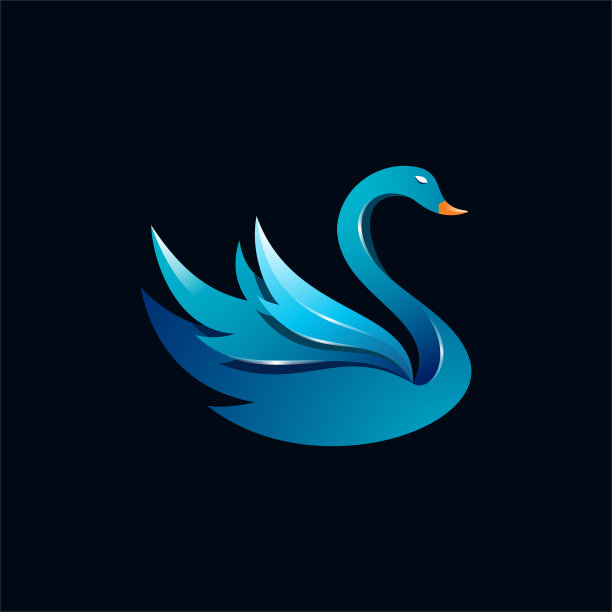 天鹅鸟和水彩色矢量标志图标插图图片下载