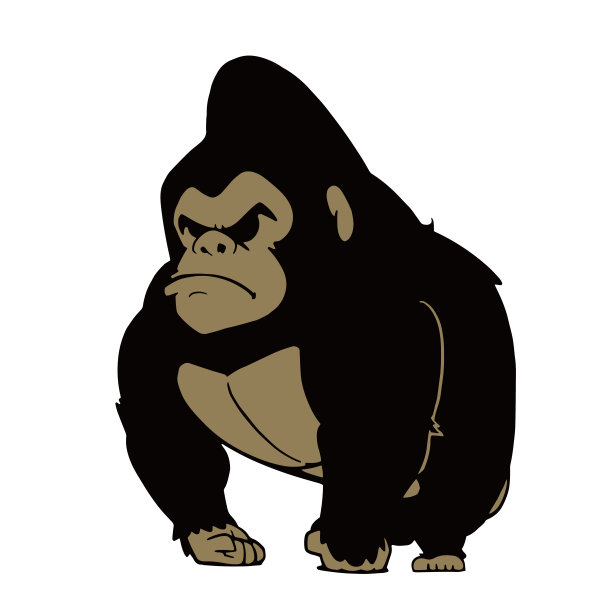 白色背景上的一只凶猛的大猩猩的插图。卡通风格。图片下载