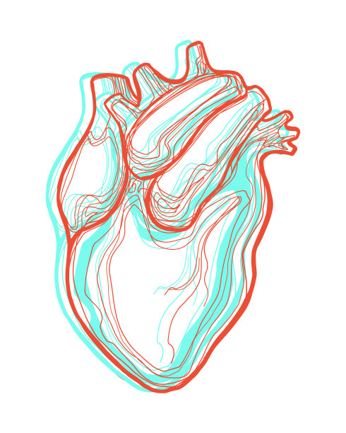 手画红蓝人类心脏图片下载