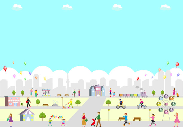 人多的城市，游乐园图片下载