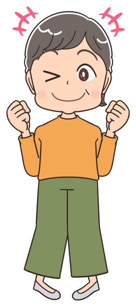 年长的女人，留着短发，穿着橙色的衣服。她有积极的情绪。图片下载