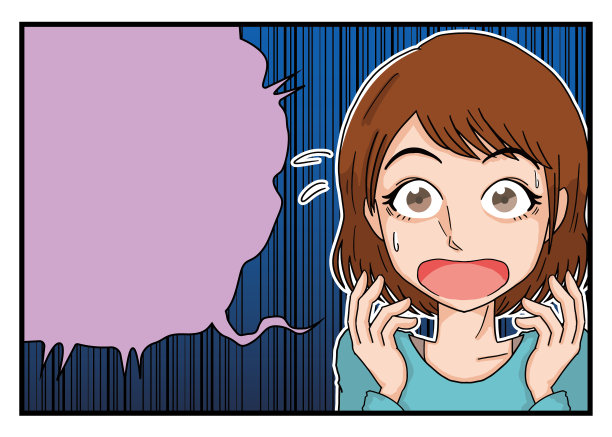 卡通风格的插图，一个惊讶的年轻女子图片下载