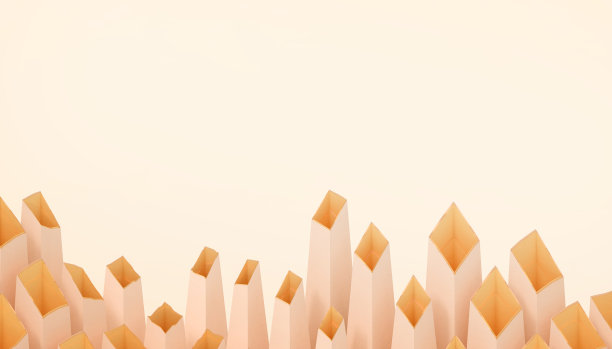 几何立方体形状切割纸和创意的想法现代概念在橙色的背景- 3d渲染图片下载