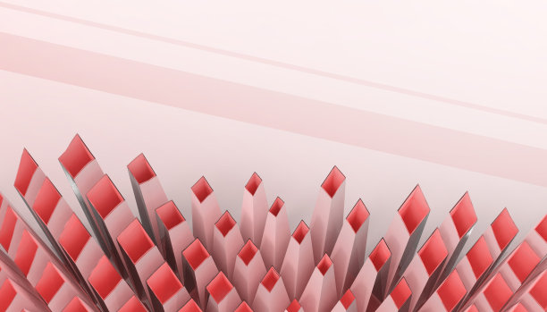 几何立方体形状切割纸和创意的想法现代概念上的红色单色背景- 3d渲染图片下载