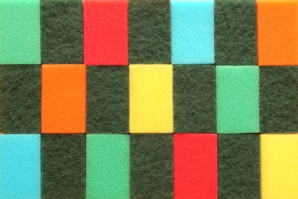 海绵质地的背景。厨房清洁设置海绵背景。很多有颜色的物体，厨房的海绵纹理图片下载