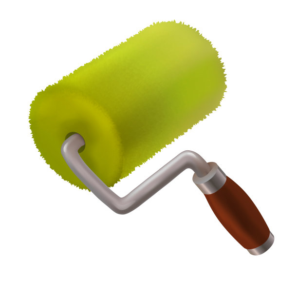 矢量绿色油漆辊在现实的3d风格孤立的白色背景图片下载