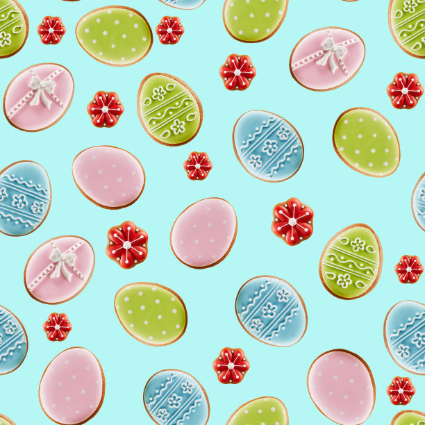 复活节姜饼的形状有蛋，花。图片下载