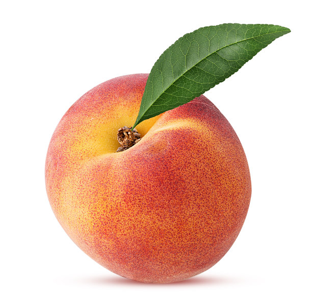 成熟的桃子带叶图片下载