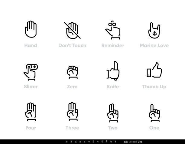手，手指，提醒，手掌，拇指向上可编辑线可编辑的图标图片下载
