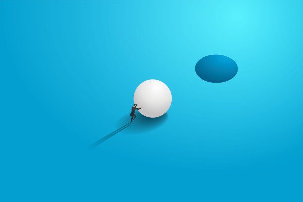 商人推着巨石走向目标，努力迎接挑战概念插画矢量图图片下载