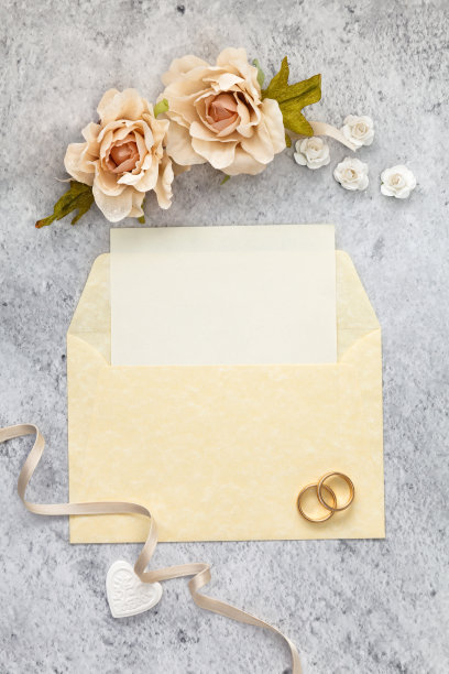 婚礼当天的空白贺卡。图片下载