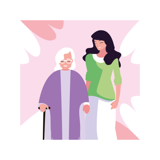 奶奶和女儿女人，爱护，照顾老人图片下载