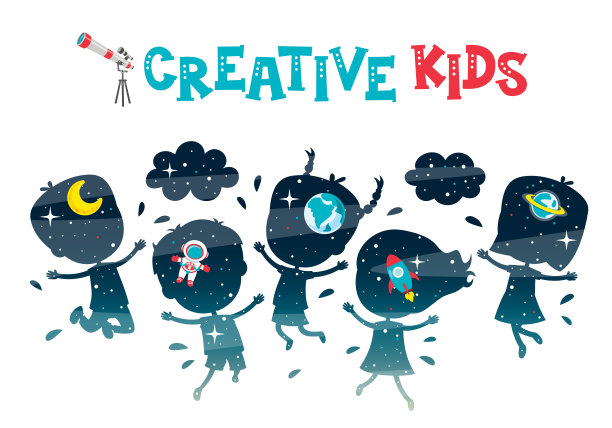 儿童剪影概念设计图片下载