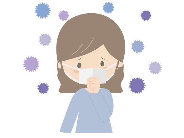 戴口罩的女人在咳嗽图片下载