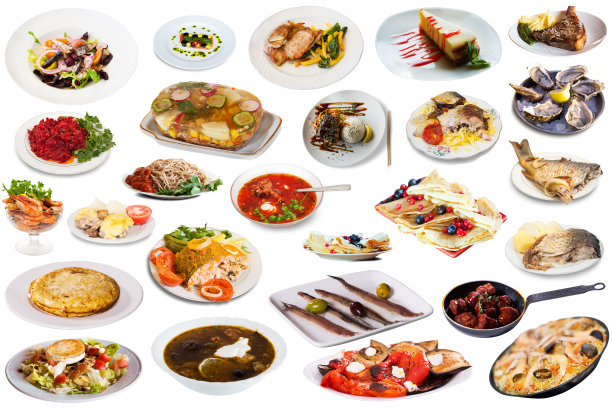 收集孤立的菜肴图片下载