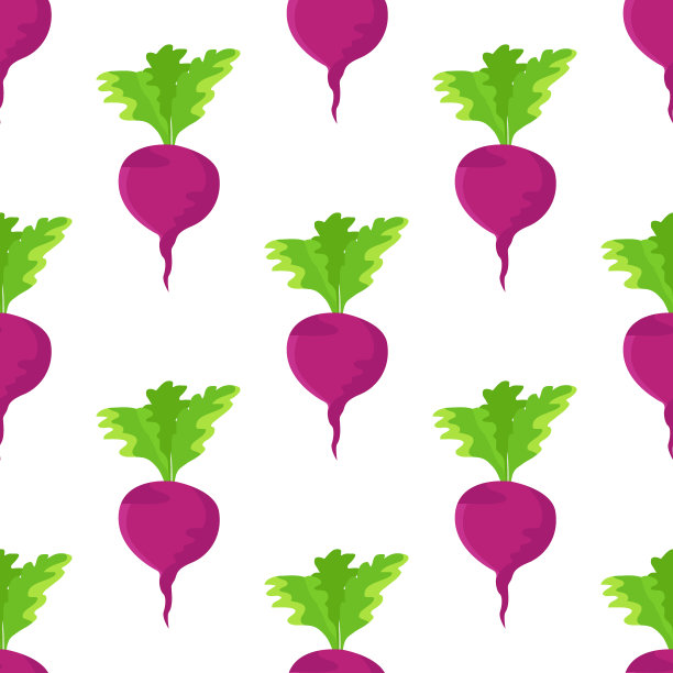 花园萝卜紫色植物无缝模式向量图片下载