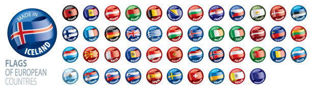 一组欧洲国旗。矢量图图片下载