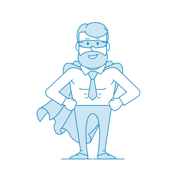 穿着超级英雄服装的男职员。图片下载