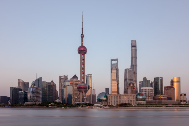 上海外滩陆家嘴日落天际线全景图片下载