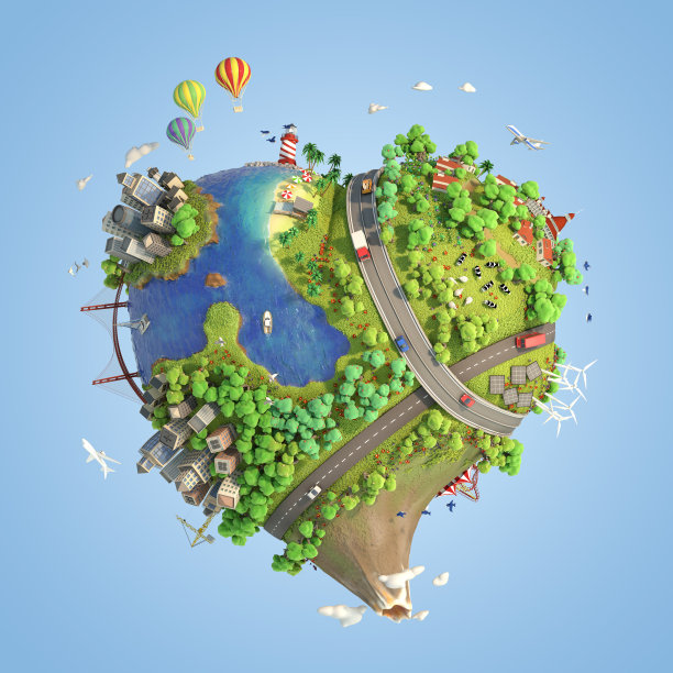 心形世界作为爱绿色星球的概念图片下载