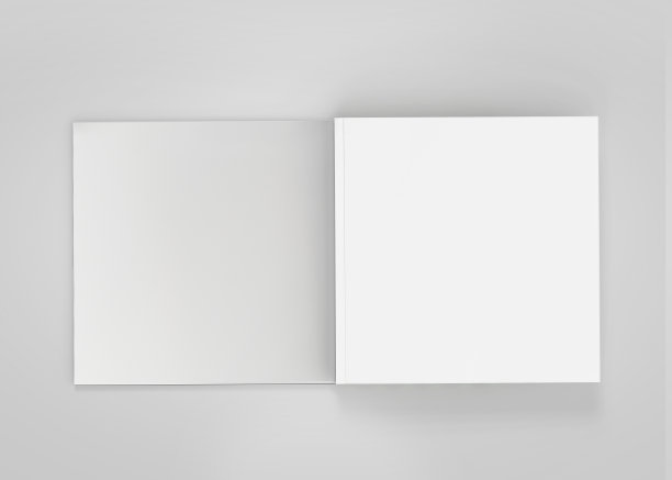 白色软封面书模型，3D渲染在浅灰色的背景图片下载