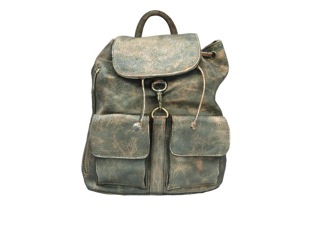 3D渲染皮革学校背包在白色的背景上没有阴影图片下载