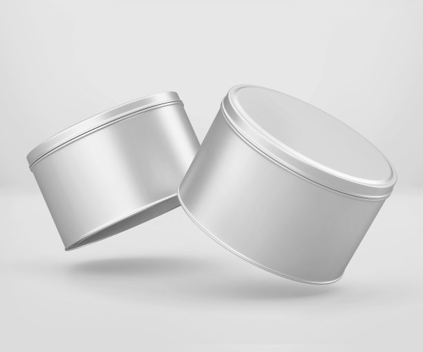 白色圆锡罐模型，空白食物容器图片下载