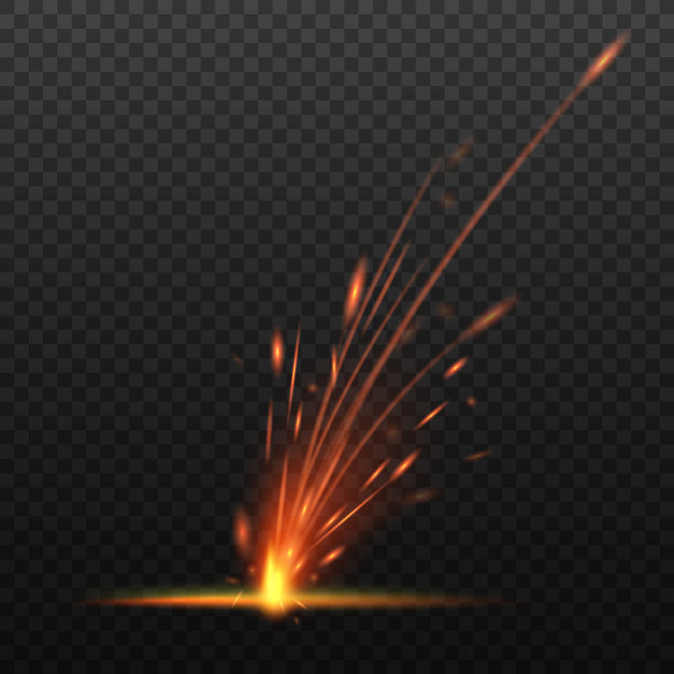 发光和闪闪发光的火花模型，现实的矢量插图在黑暗。图片下载