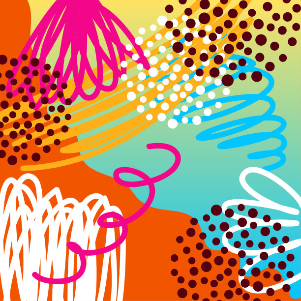 抽象创意涂鸦背景。手绘封面模板设计生日卡，夏季聚会邀请，季节性销售，幼稚t恤图片或袋印花等。图片下载