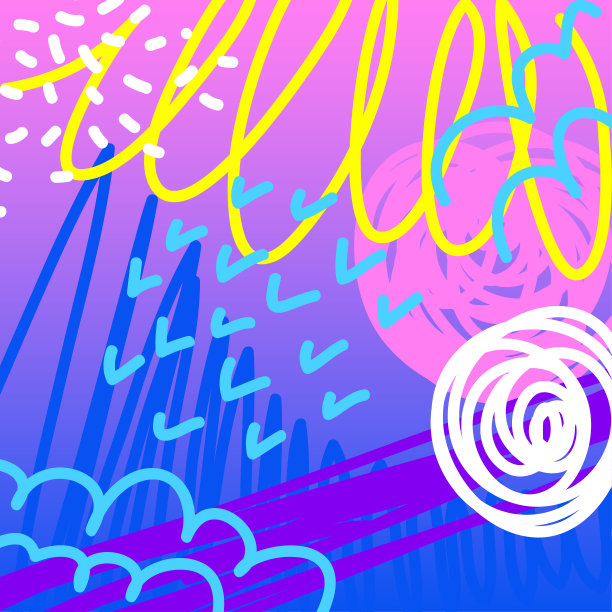 抽象创意涂鸦背景。手绘封面模板设计生日卡，夏季聚会邀请，季节性销售，幼稚t恤图片或袋印花等。图片下载