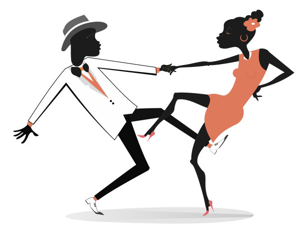 浪漫的舞蹈年轻的非洲夫妇孤立的插图图片下载