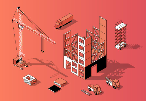 矢量三维等距建筑概念，建筑外部图片下载