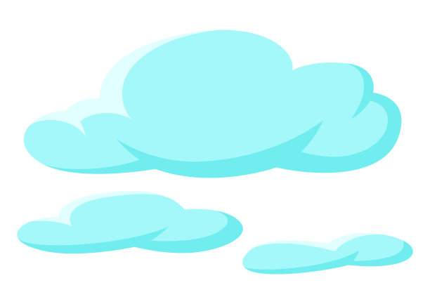 白色背景上的一组蓝色云彩。图片下载