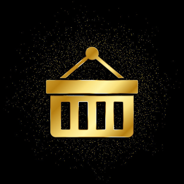 篮子黄金,图标。金色粒子的矢量插图图片下载