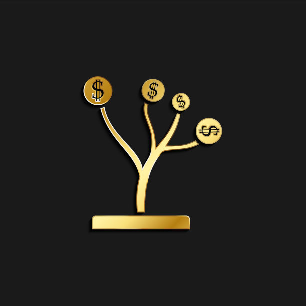 商业项目，金融黄金图标。矢量插图的金色黑暗的背景。图片下载