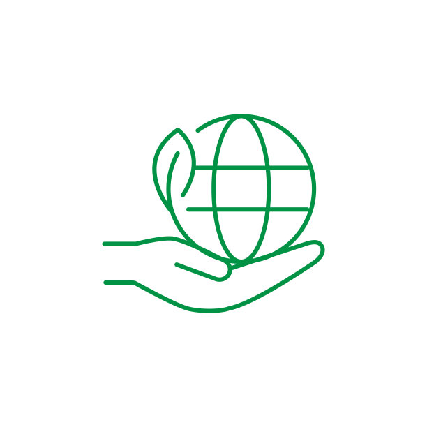 手持地球仪-矢量图标。地球上有植物的图标。股票矢量插图孤立在白色背景。图片下载