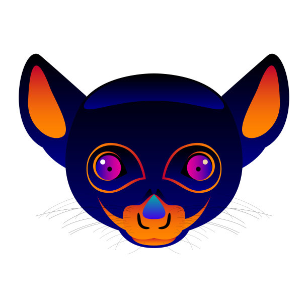 狐猴头部孤立于白色。图片卡通狐猴肖像画在想象的颜色设计卡，邀请，旗帜，书，剪贴簿，t恤，海报，速写簿，相册等。图片下载