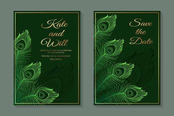 一套现代豪华婚礼邀请设计或名片模板的商务或演示或问候。图片下载