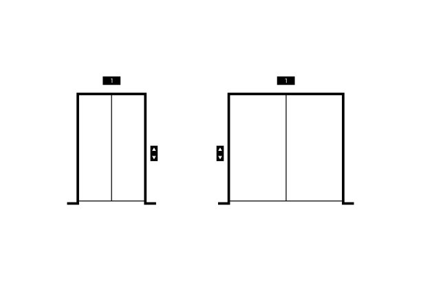 举起大的和小的。电梯，孤立的白色背景。电梯在平面线性设计。电梯矢量图标。矢量图图片下载