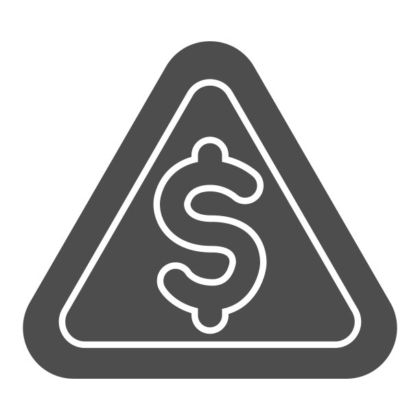 三角形的坚实的图标。危险、警告信号以美元符号、象形文字样式的象形文字为白底。手机概念和网页设计的金钱标志。矢量图形。图片下载