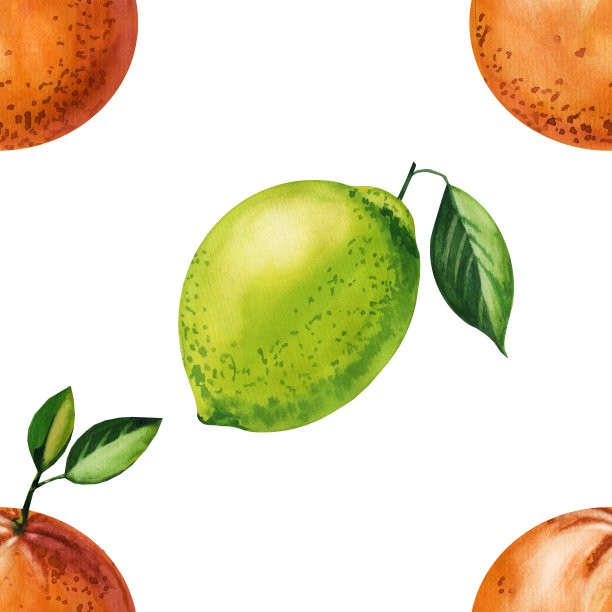 水彩无缝花卉图案与水果手绘装饰背景。印刷纺织品，布料，墙纸，剪贴簿图片下载