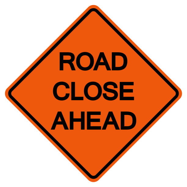 道路车道封闭交通道路标志标志孤立在白色背景，矢量插图图片下载