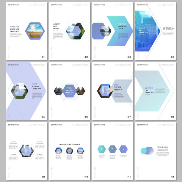 创意宣传册模板以五彩缤纷的六角形设计背景，六角形风格图案。封面设计模板的传单，传单，小册子，报告，演示，广告，杂志。图片下载