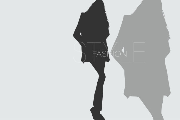 年轻时尚女人的剪影，模特图片下载