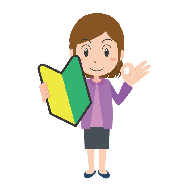 一个女人举着初学者标志做一个ok标志的插图图片下载