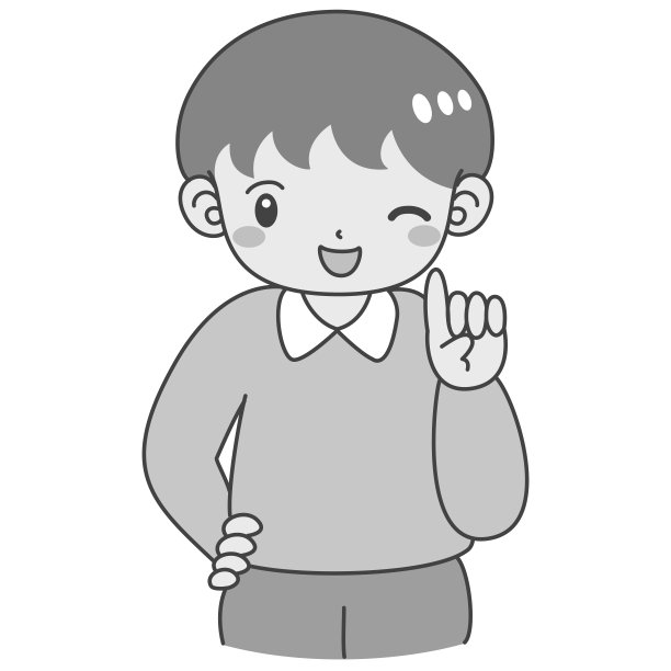 一个男孩微笑着解释的插图图片下载